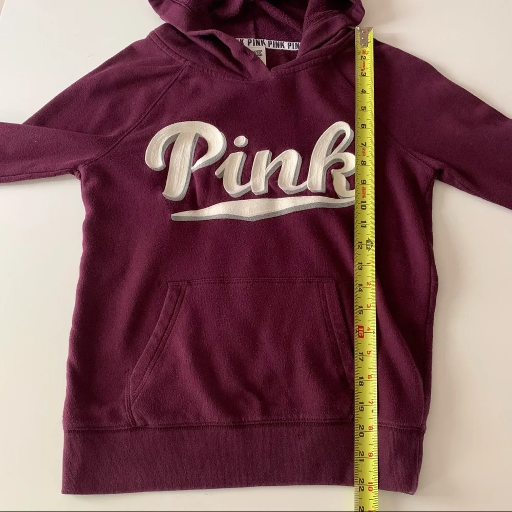 PINK Victoria’s Secret embroidered logo hoodie burgundy size extra small - Picture 7 of 7